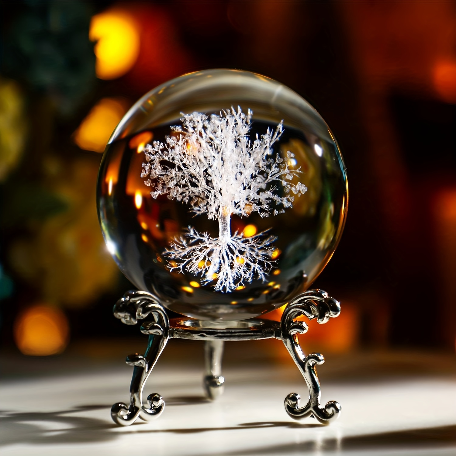 Bola decorativa de cristal de estatua de ángel de cristal artificial láser  3D, bola de cristal, regalo de decoración del hogar, 60 mm, 2,4 pulgadas