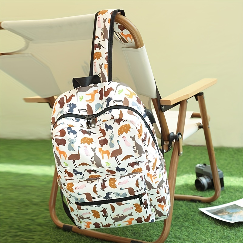 Animal Print Backpack Lightweight Schoolbag Outdoor Travel Bag