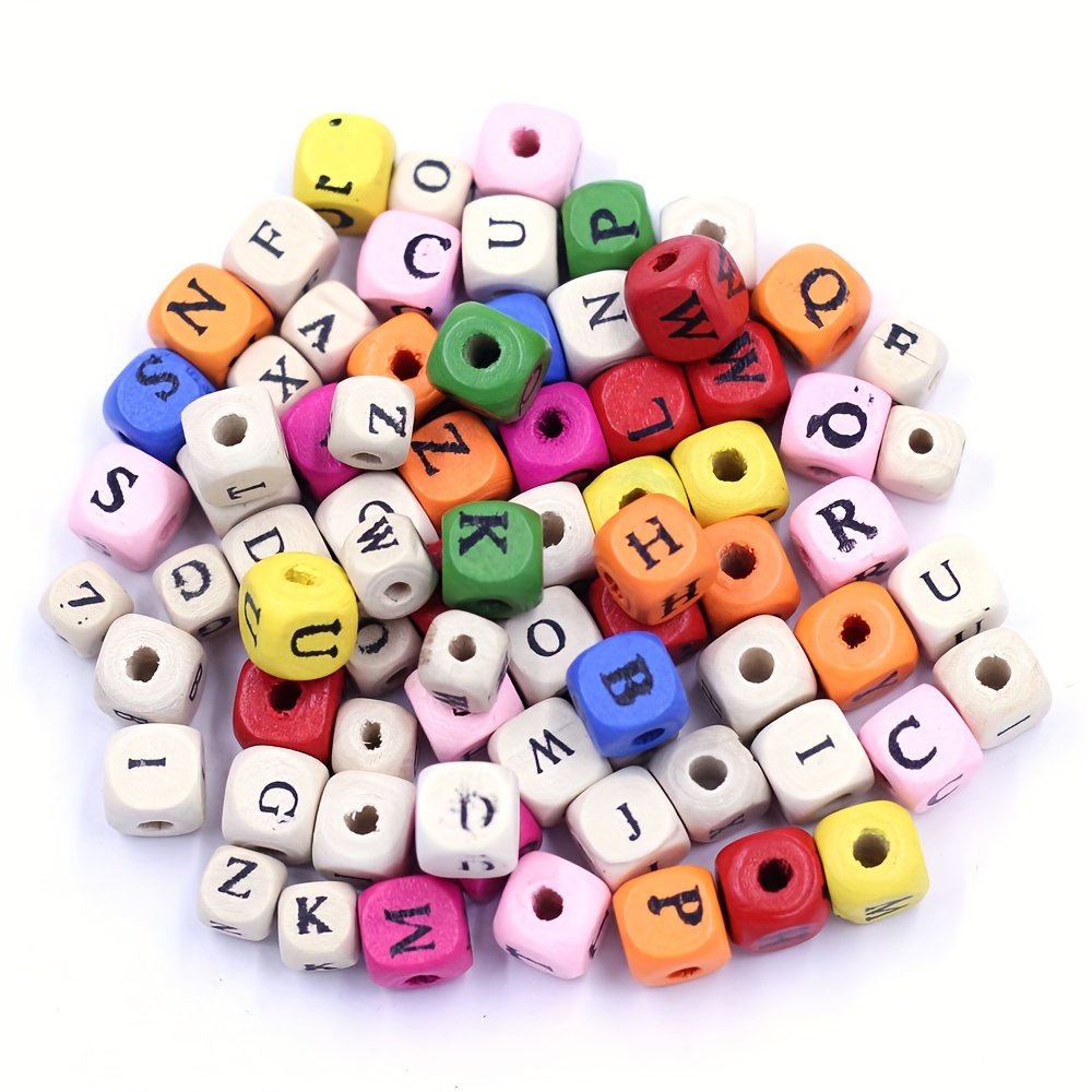 10mm Square Letter Beads Wooden Alphabet Spacer Bead Craft Jewelry