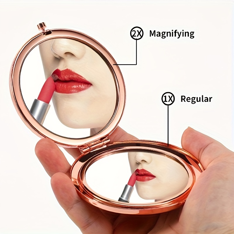 1pc Foldable Dual Sided Mirror, One For Normal View, The Other For  Magnifying View, Style Small Circle Mirror