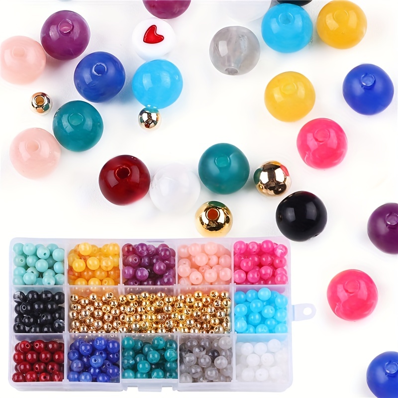 Acrylic Assorted Color Round Bead Case Box Diy Handmade - Temu