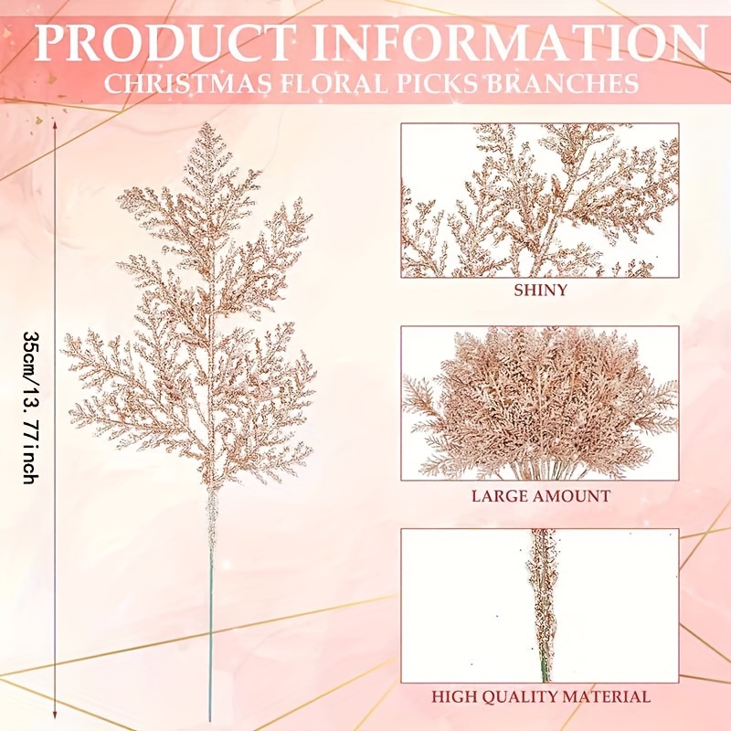 Christmas Tree Picks Sprays Glitter Artificial Pine Leaves - Temu