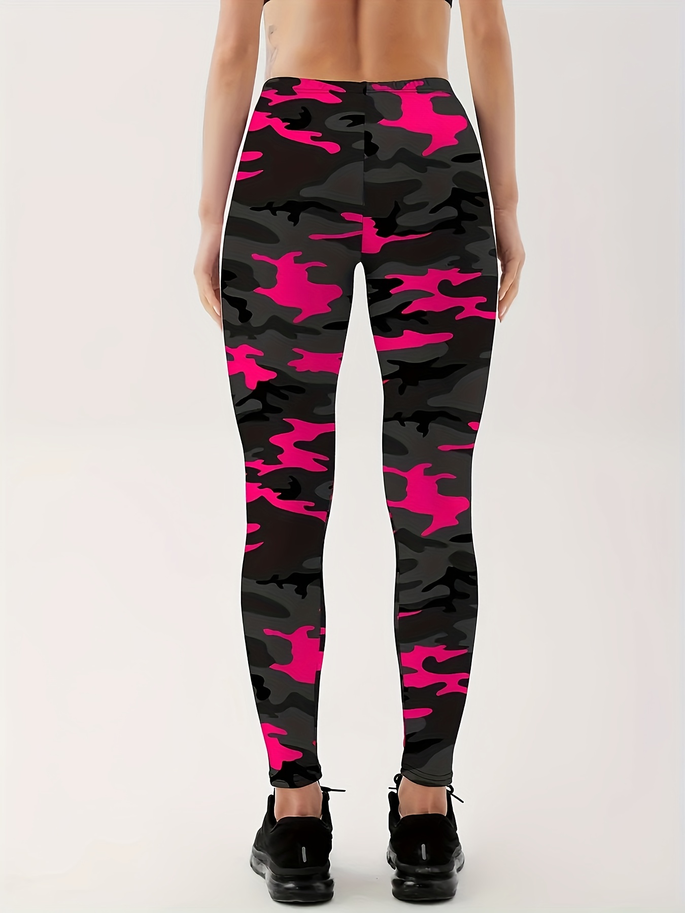 Plus Size Pink/Dark Grey Camo Leggings