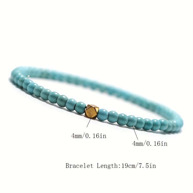 Natural Stone Turquoise Bead Bracelet for Men