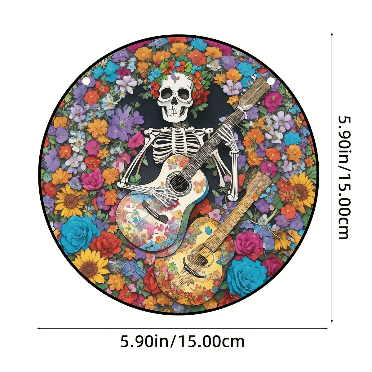 1pc stained skull artwork suncatcher window hanging easy to hang halloween for gift home deco unique wall decorations festival or workmates a gift details 2