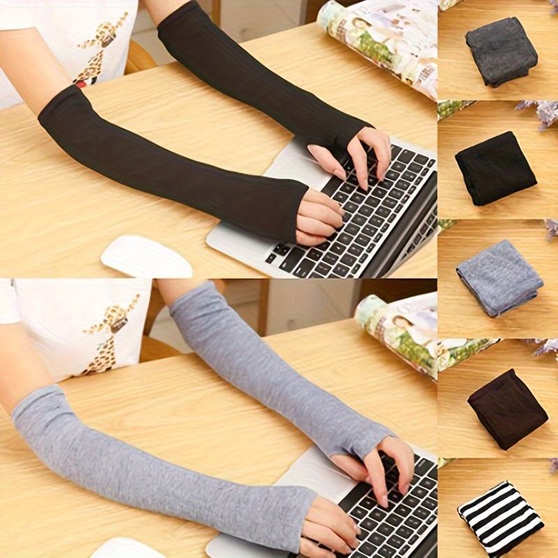 Women Fingerless Gloves Thin - Stretchy Soft Half Finger Gloves Typing  Gloves