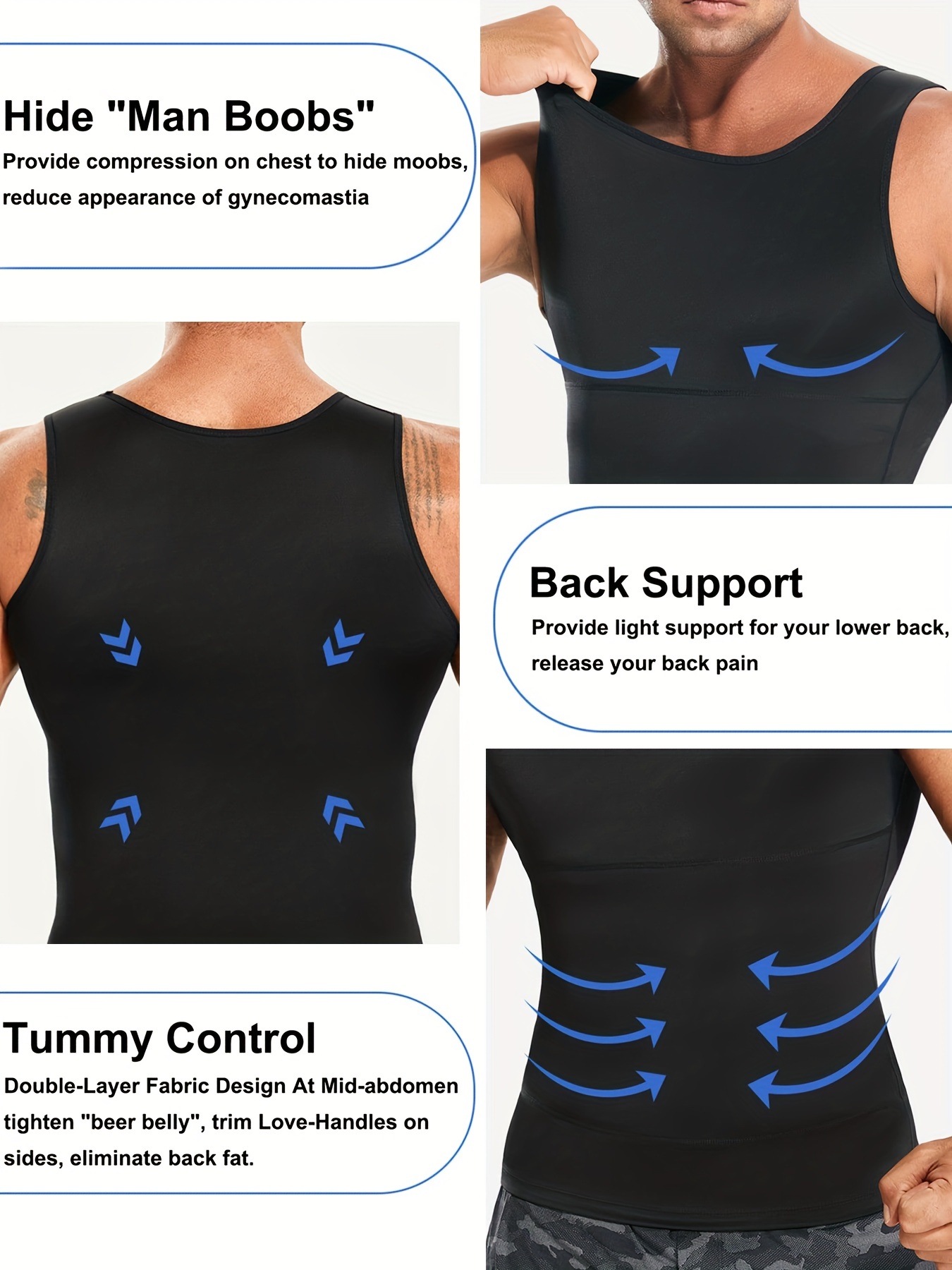 * Men's Compression Tummy Control Body Shaper Tank Top Vest Undershirt tops