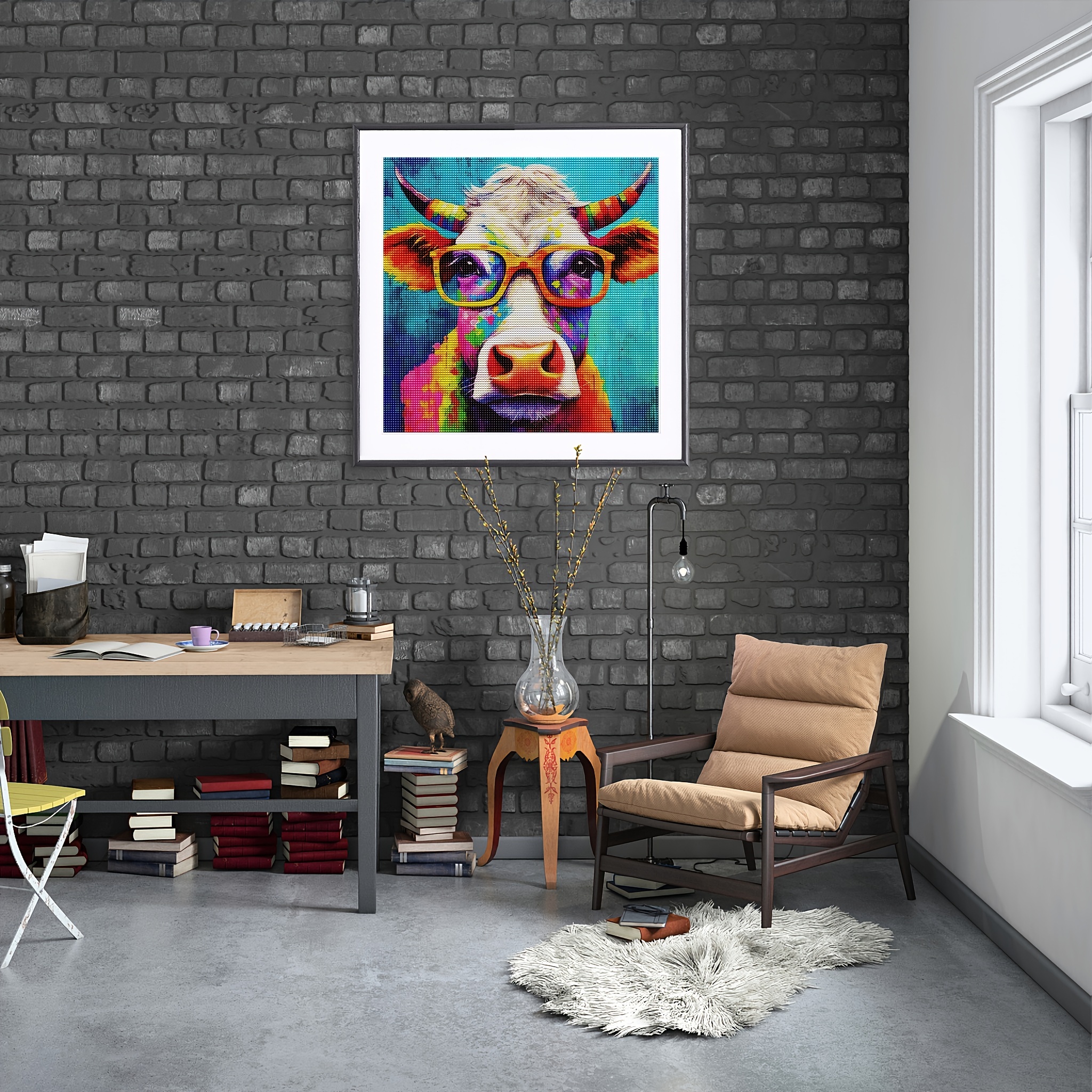 Diy Diamond Painting Kit, 5d Colorful Cow Diamond Art Kit, The Cow With The  Glasses Round Full Drill Rhinestones Accessories For Adult Students Art  Painting For Home Wall Decor Gifts - Temu