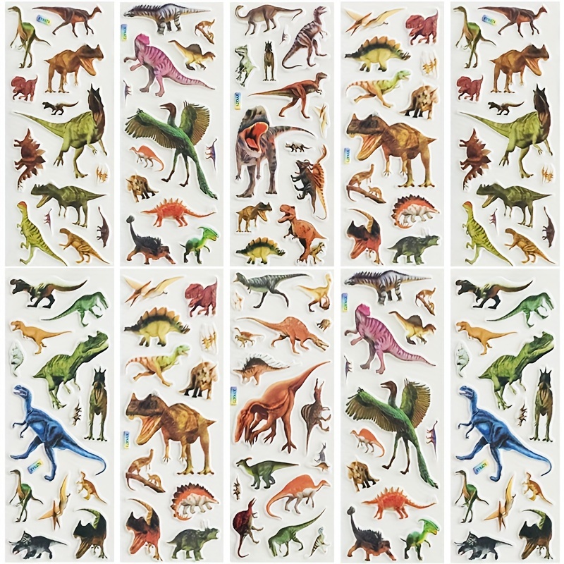 Cartoon 3d Jurassic Animal Dinosaur Series Cartoon Stickers - Temu