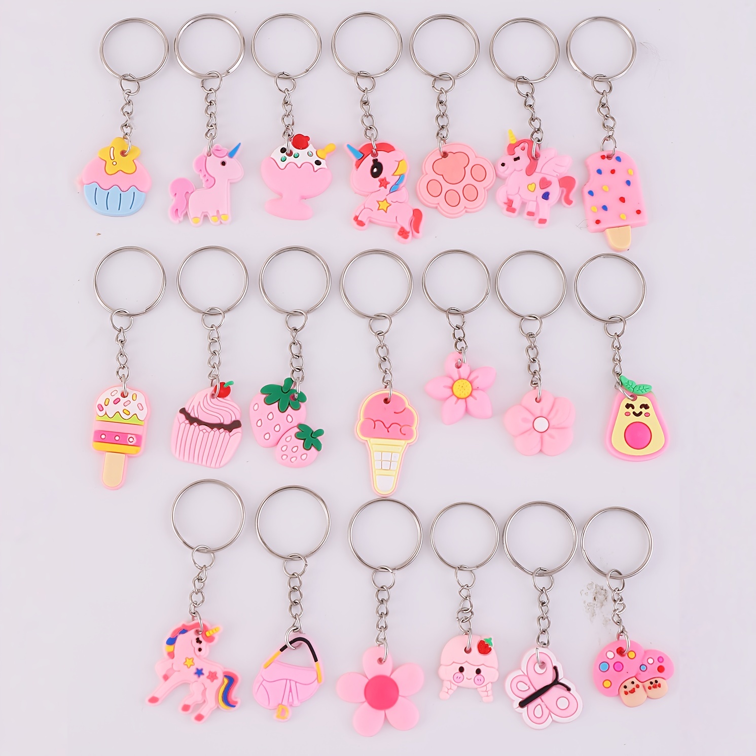 

20pcs Cartoon Keychain Party Favors, Mini Cute Keyring For Classroom Prizes, Birthday Christmas Party Favors Gift, Goodie Bag Stuffers Supplies