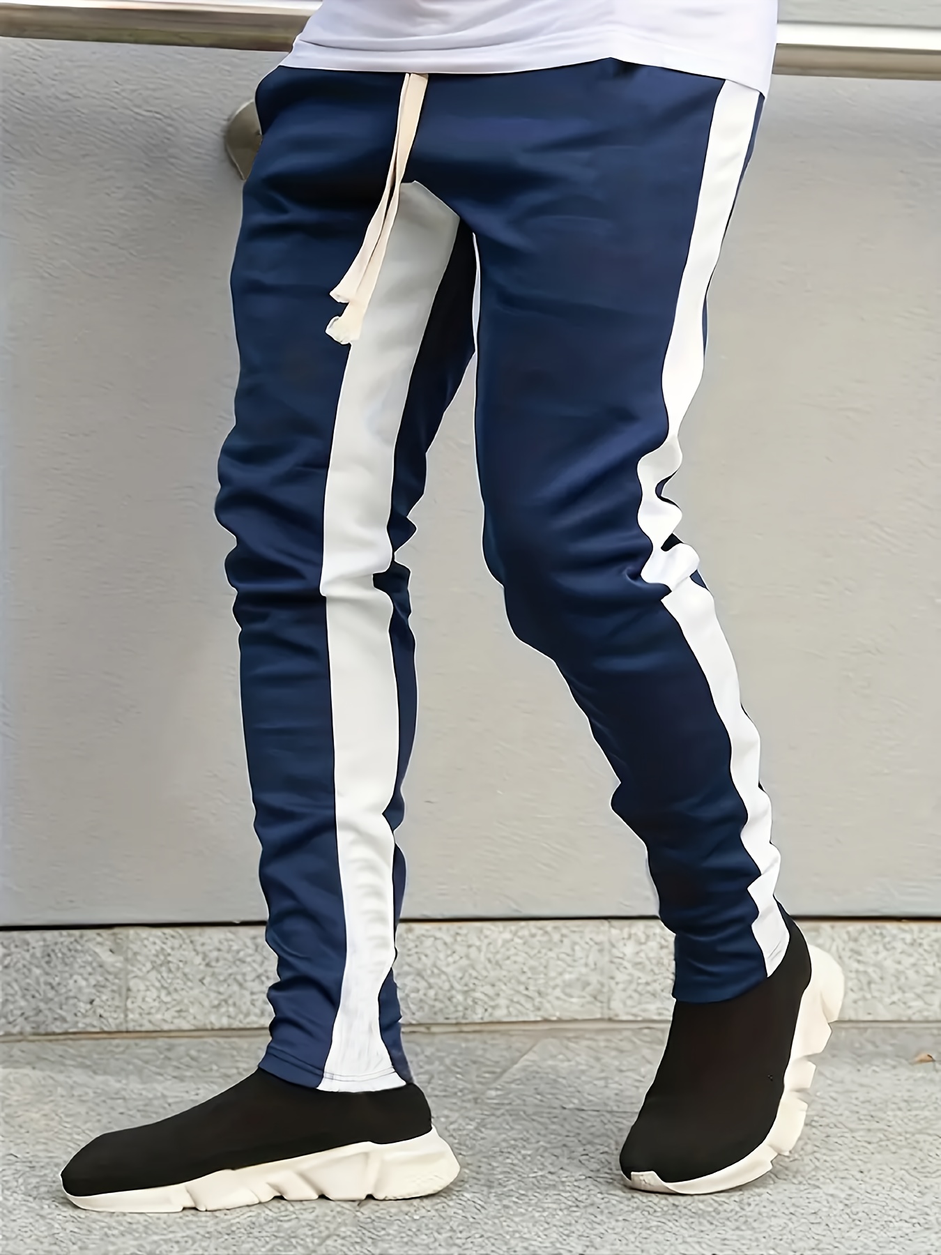 Men's Casual Side Striped Waist Drawstring Joggers Chic - Temu Canada