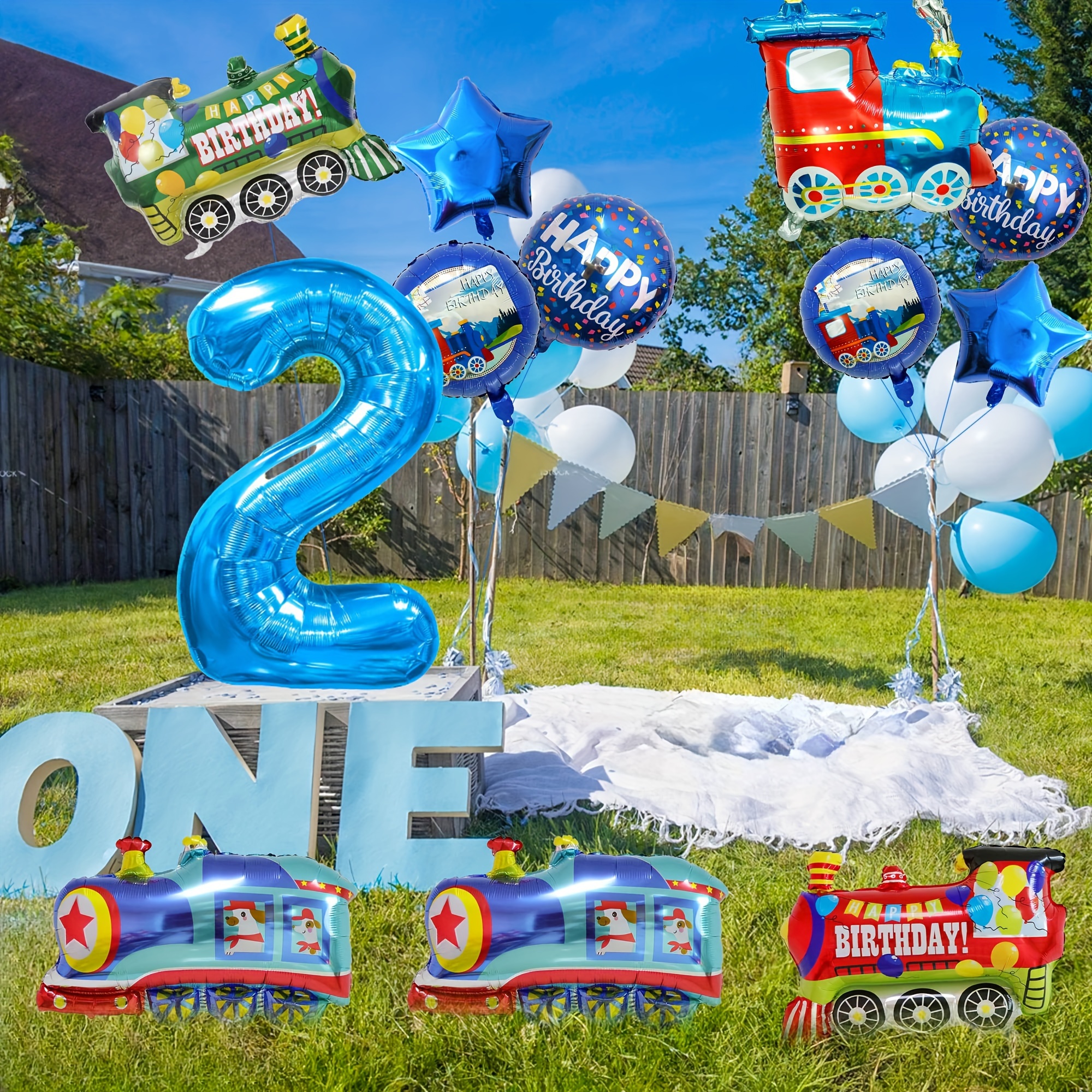 

12pcs Train Aluminum Foil Balloons Colored Train Polyester Film Balloons Car Themed Party Supplies Numbers 2 3 4 Birthday Party Supplies Decorations Easter Gift