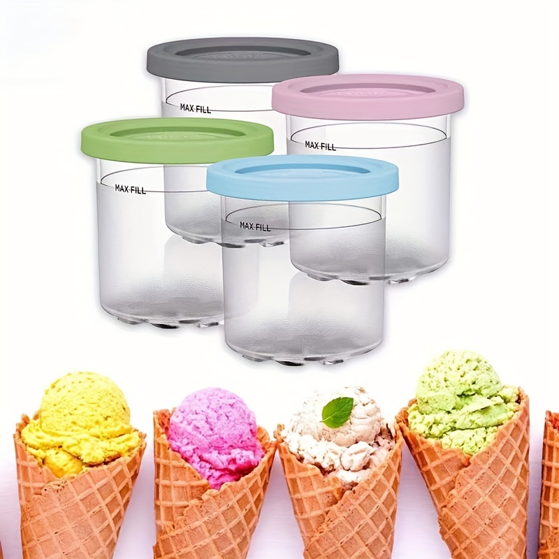 4PCS Ice Cream Pints and Lids for Ninja Creami NC500 NC501 Ice