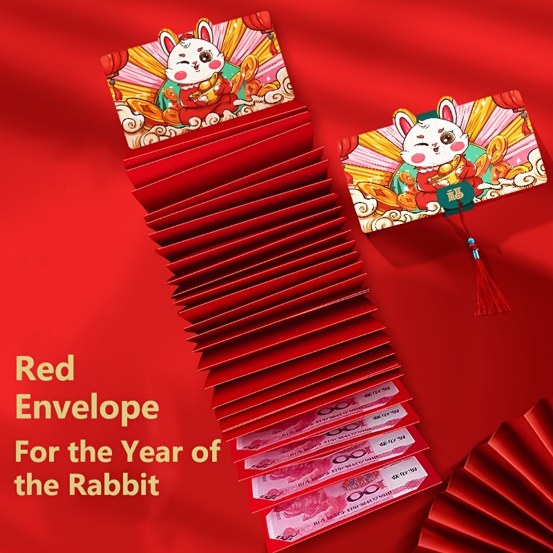 Year Of The Rabbit Red Envelope, Cartoon New Year Red Envelope, Chinese New  Year Red Envelope, Cartoon Rabbit Print Red Envelope - Temu