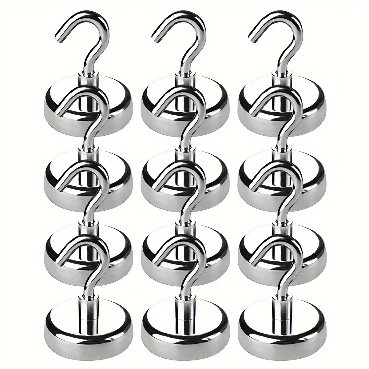 10pcs Stainless Steel Magnetic Wall Hooks Heavy Duty Hooks For Hanging,  Punch-free Magnet Hook