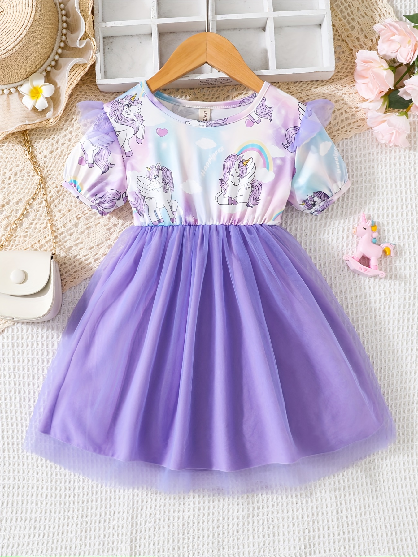 Vestido Tut Princesa Manga Corta Estampado Pony Lindo Ni as Temu