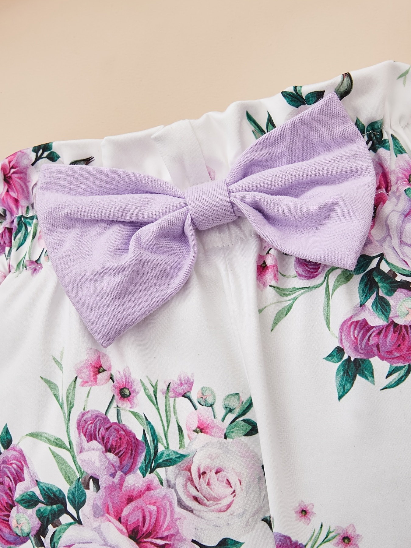 Baby Girls Cotton Short Sleeve Bodysuit Romper + Matching Floral Print Pants + Headband Baby Clothes Summer details 14