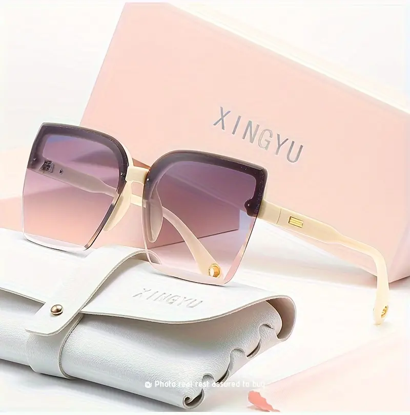 xingyu large square polarized sunglasses for women casual rimless gradient sun shades for driving beach travel details 16