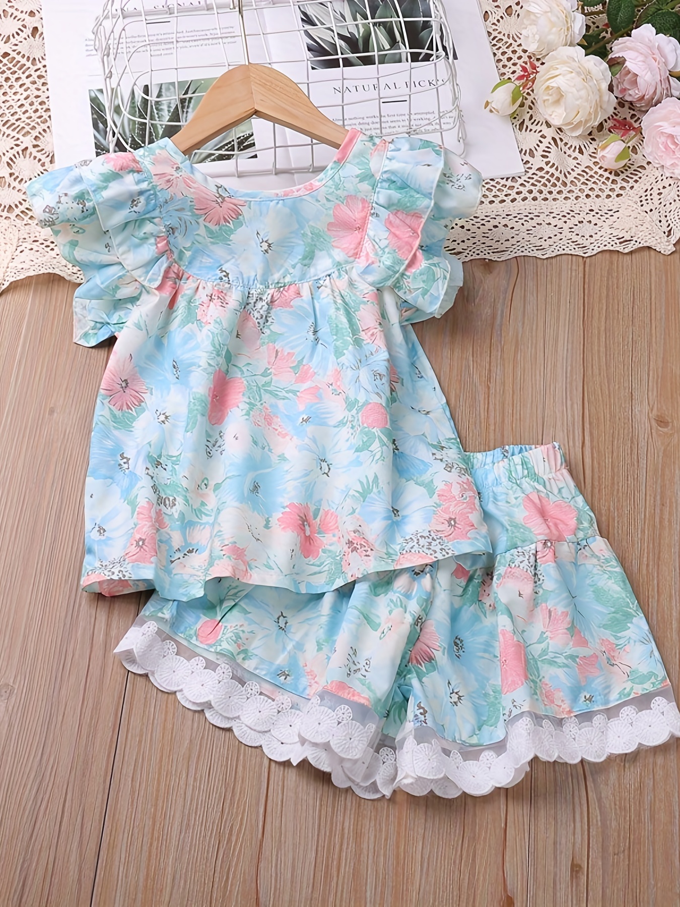 Toddler Girls Stylish Ruffle Camisole Crop Top Floral Mesh - Temu