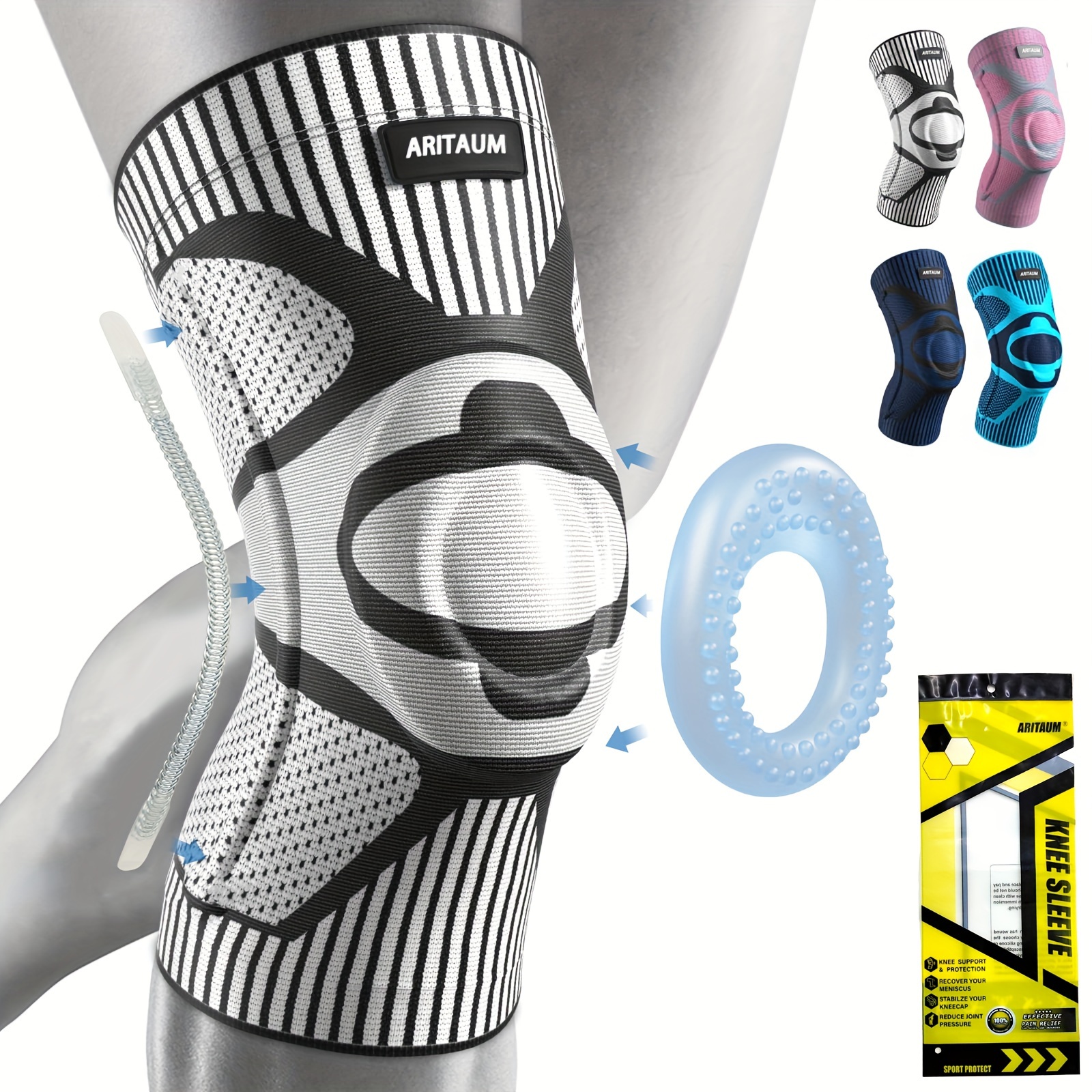 Full Leg Knee Brace Compression Sleeve Support with Patella Gel