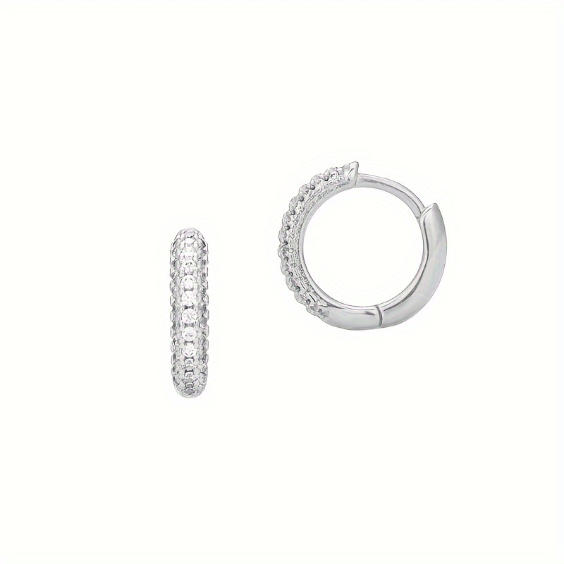 Orecchini Hoop Uomo Placcati Oro 14k Orecchini A Cerchio Uomo In Argento Sterling 925 Placcati Oro 14K - Con 20 Zirconia Cubica, Diametro 8 Mm, Stile Hip Hop Les Copains Uomo - Foto 4