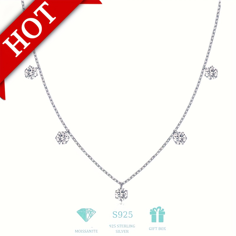 

925 Sterling Silver Moissanite Starry Luxury Necklace Clavicle Chain For Women Jewelry Birthday Anniversary Proposal Engagement Wedding Gift