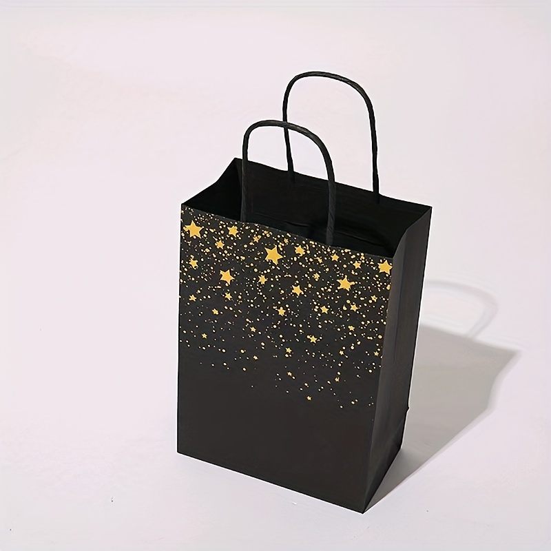 Black Golden Gift Bags Kraft Paper Party Favor Bags With - Temu