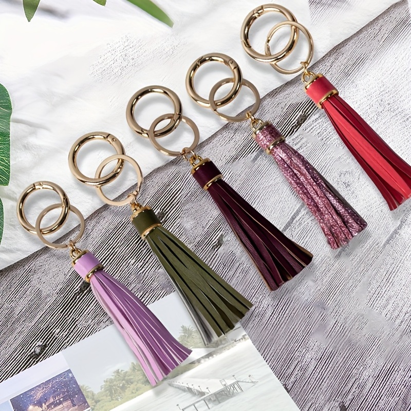 Bags Tassel KeyChain Hanging Pendant PU Leather Tassels Car KeyRing  Ornaments ~