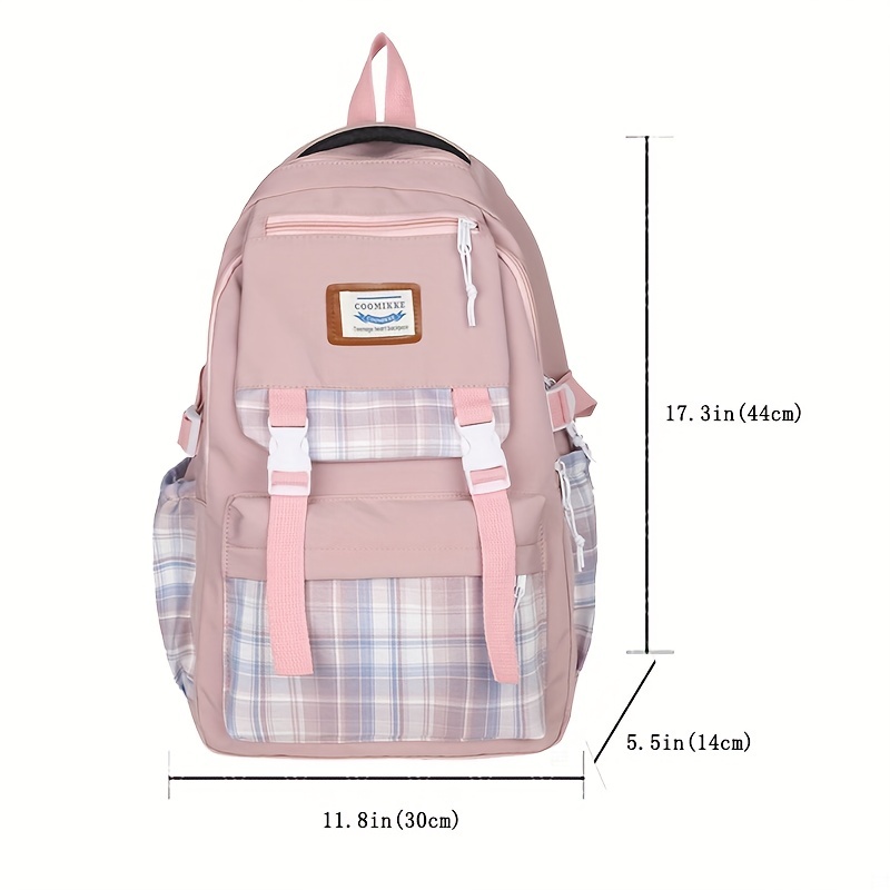 Simple Color Contrast Large Capacity Preppy Backpack, Nylon Lightweight  School Campus Daypack, Fashion Travel Commuter Bag - Temu