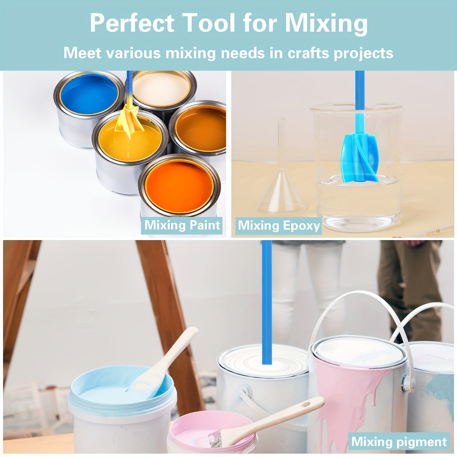 Resin Mixer Epoxy Mixer Paddles 4 Reusable Reusable Paint - Temu