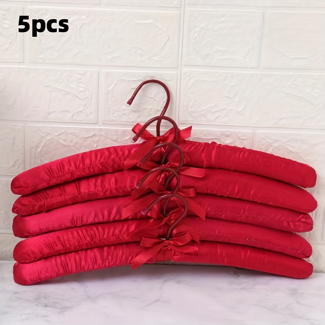 5pcs Silk Packaging Hangers Non Slip Durable Satin Covered Hangers