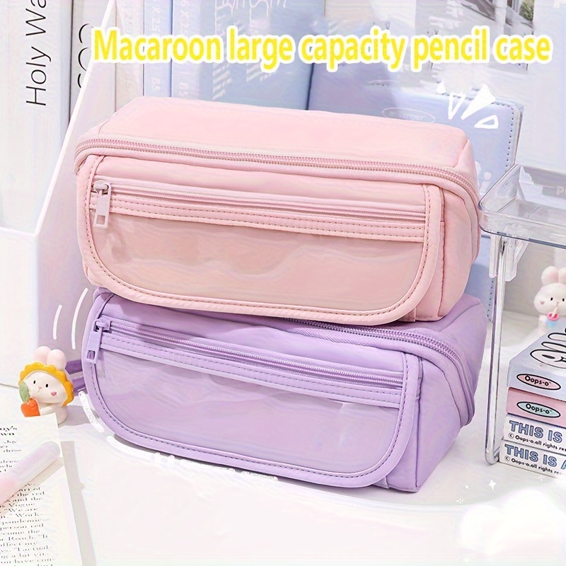 Large Capacity Pencil Case Water Proof Pu Leather Pencil - Temu