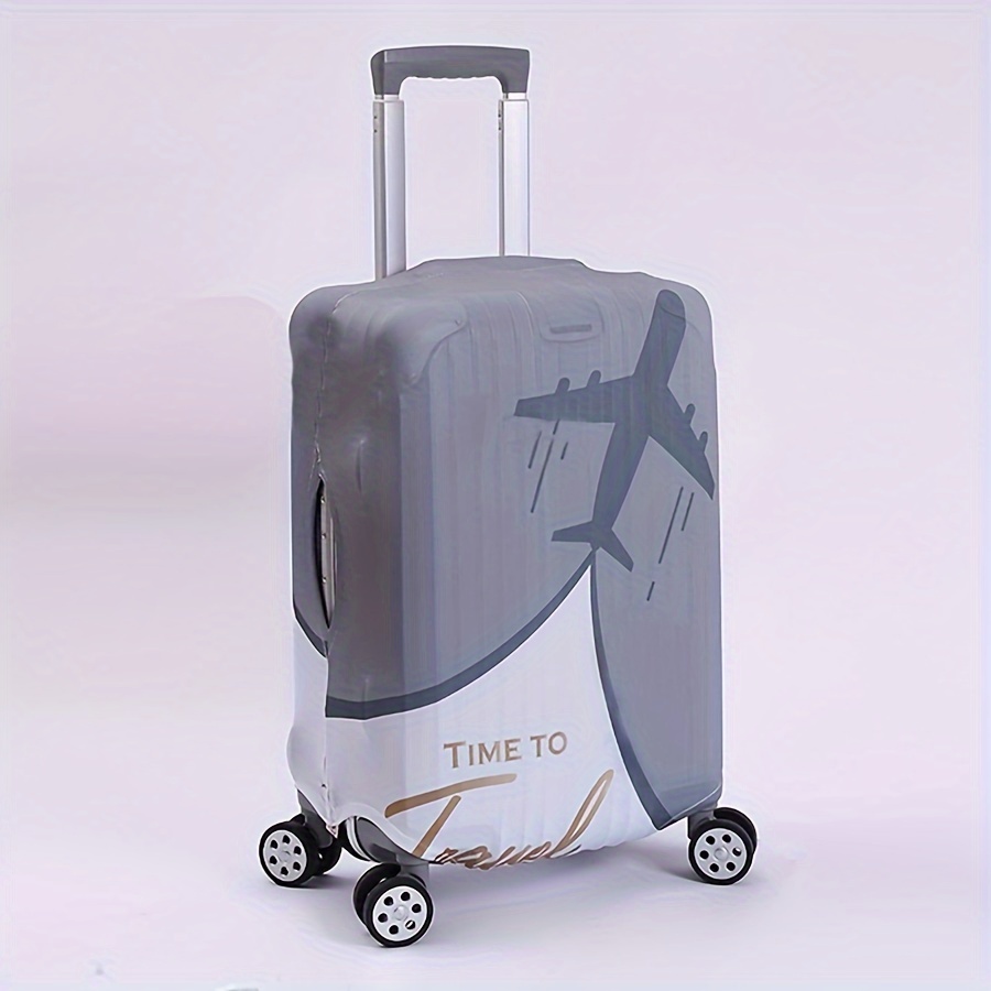 Gray Aircraft Pattern Suitcase Cover, Dustproof Elastic Luggage Case  Protector, Lightweight Travel Accessories