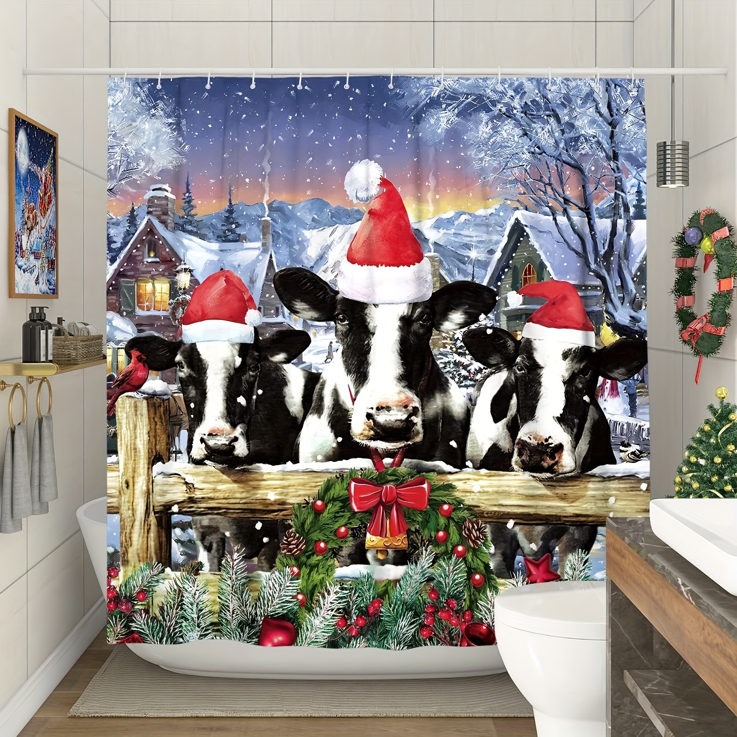 Cattle Shower Curtain Gift Modern Home Bathroom Decorative - Temu