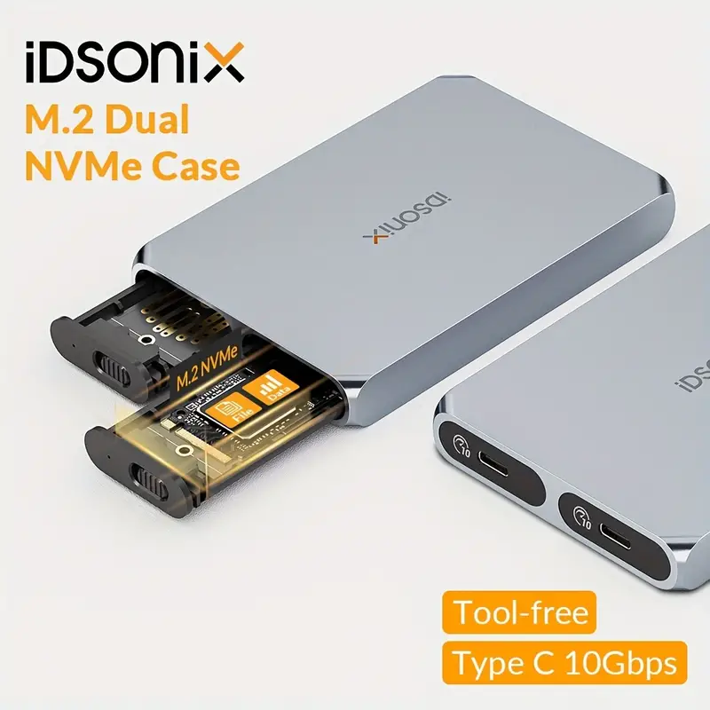 IDsonix Double Baie Double NVMe M.2 SATA Boîtier SSD Prise - Temu Belgium