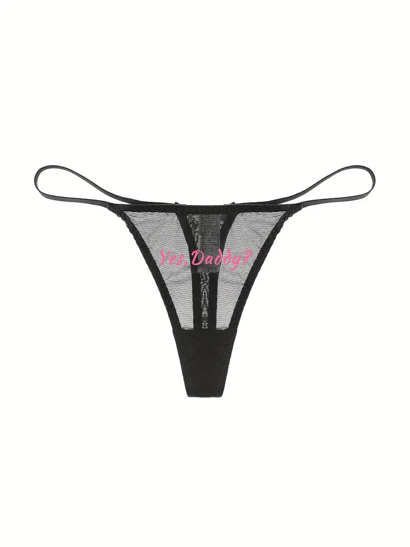 letter print mesh thongs breathable comfy semi sheer intimates panties womens lingerie underwear details 3