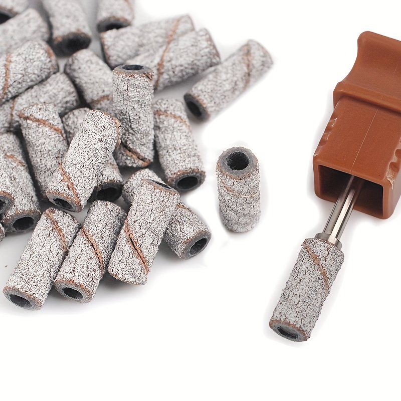 

50pcs 3mm Mini Sanding Bands Bits Mandrel For Nail Art - 120/180/240 Grit - Mini Nail Drill Bits For Manicure And Pedicure - Cuticle Dead Skin Mini Sanding Bands