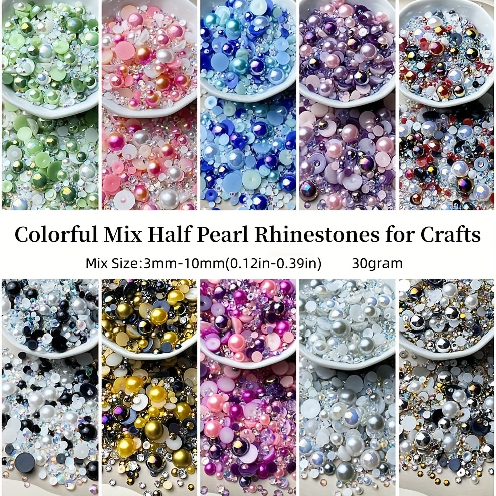 Flatback Pearls And Rhinestone Mixed Size 3mm Ab Color Resin - Temu