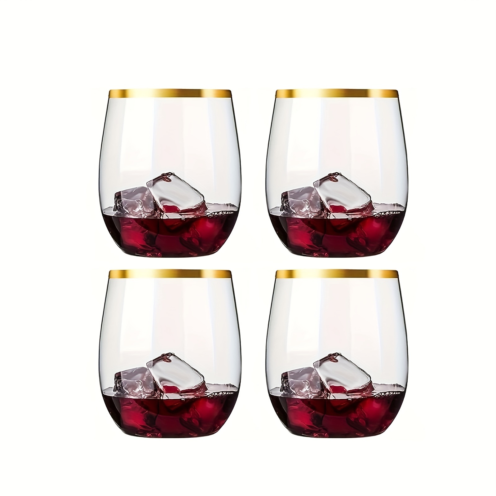 4oz Wine Plastic Glasses Pack of 4 Plastic Stemless
