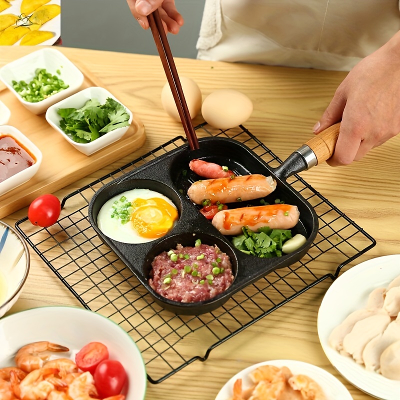 1pc Griddle Frying Pan Cast Iron Skillet Egg Fry Pan Omelet Pans Pancake Pan  For Gas Stove Top Kitchen Utensils