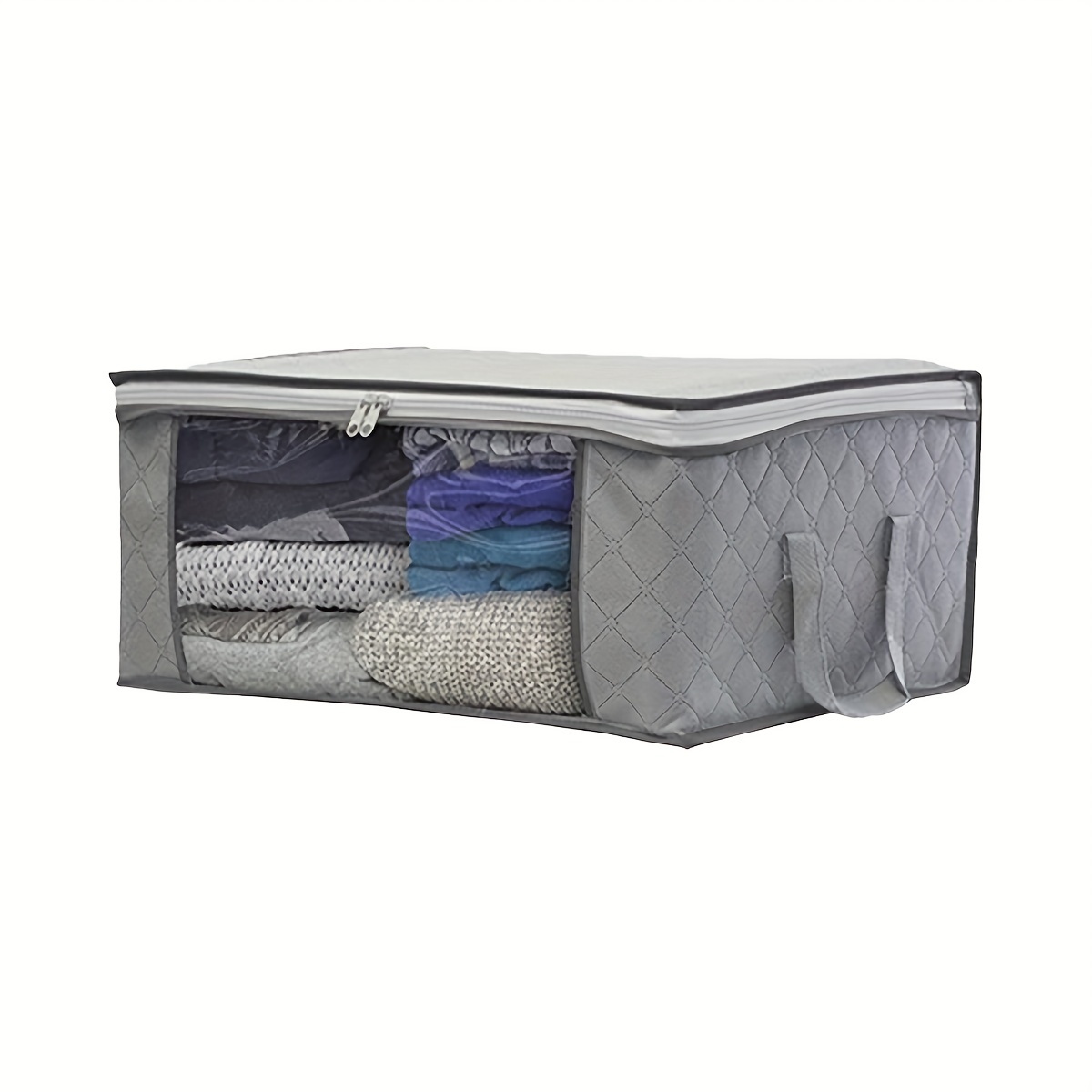 Clothes Storage Bag Foldable Storage Bin Closet Organizer With Reinforced  Handle Sturdy Fabric Clear Window For Sweaters, Coats, T-shirts,  Blankets,,,grey/blue, Christmas, Halloween, Thanksgiving Day Gift - Temu