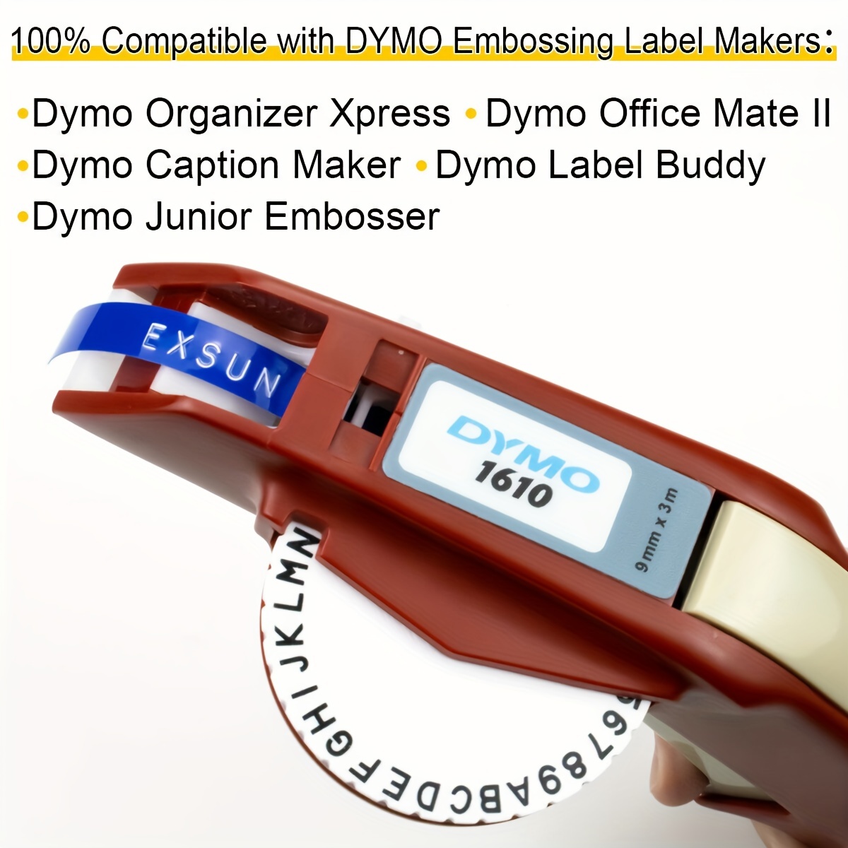 5pk For Dymo 3d 9mm Embossing Tape Plastic For Dymo Omega Junior Xpress  Embossing Label Maker White On Black 24/7 Customer Service Temu Japan