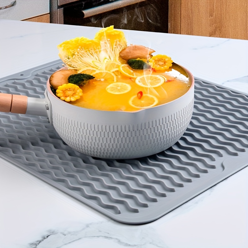 1PC Kitchen Silicone Dish Drying Mat Heat Resistant Draining Tableware  Dishwasher Durable Cushion Pad Dinnerware Table Mat Placemat