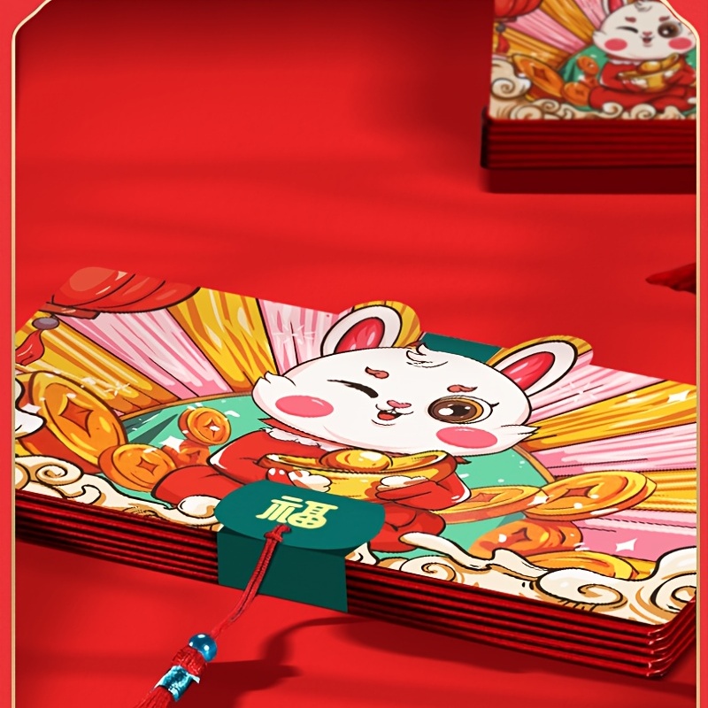 Year Of The Rabbit Red Envelope, Cartoon New Year Red Envelope, Chinese New  Year Red Envelope, Cartoon Rabbit Print Red Envelope - Temu