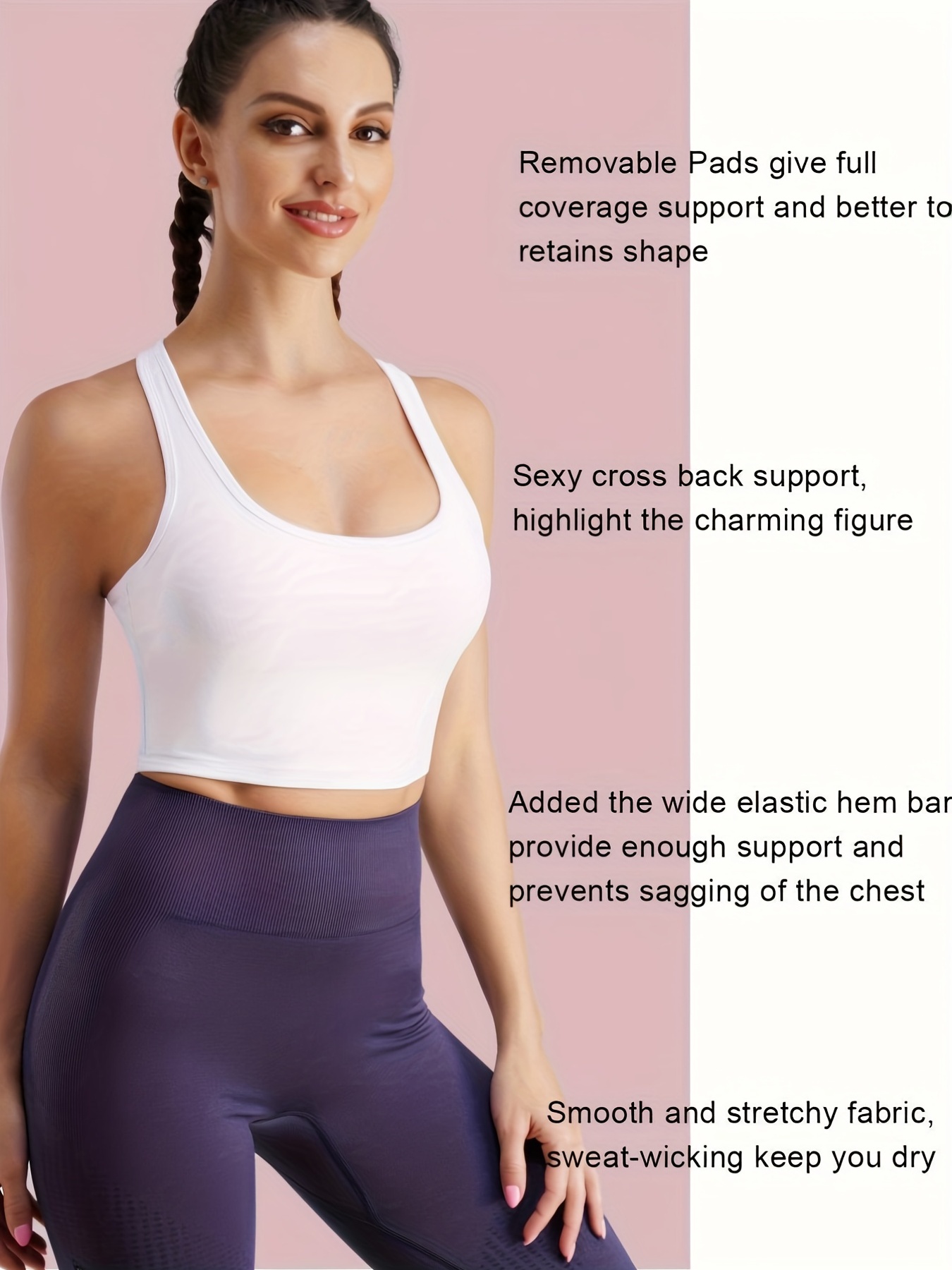  Padded Sports Bras For Women-Sexy Longline Crisscross Back Sports  Bra-Medium Support Strappy Yoga Bra