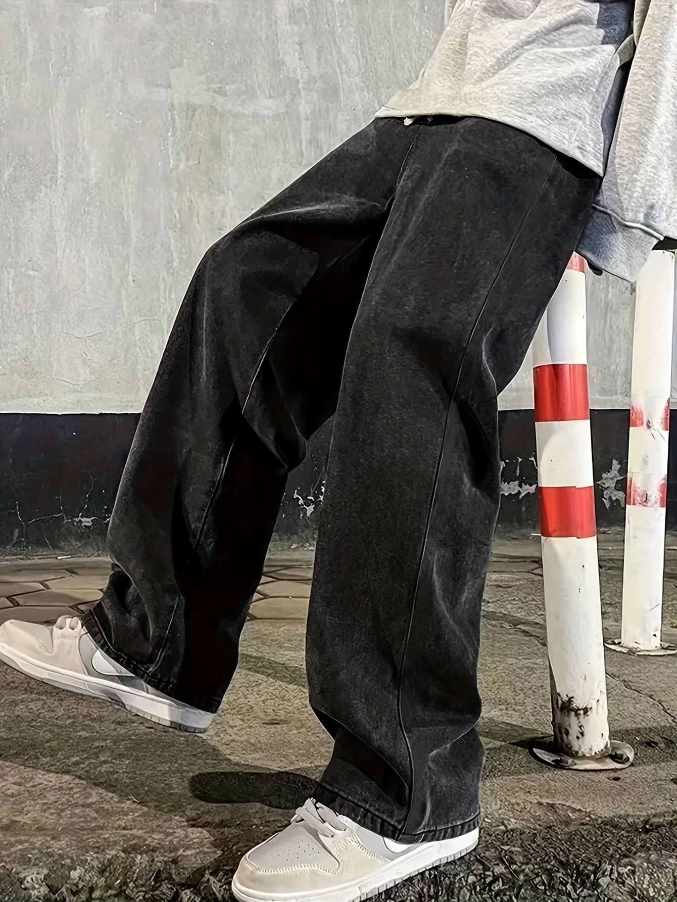 Loose Fit Jeans Men's Casual Street Style Denim Pants - Temu