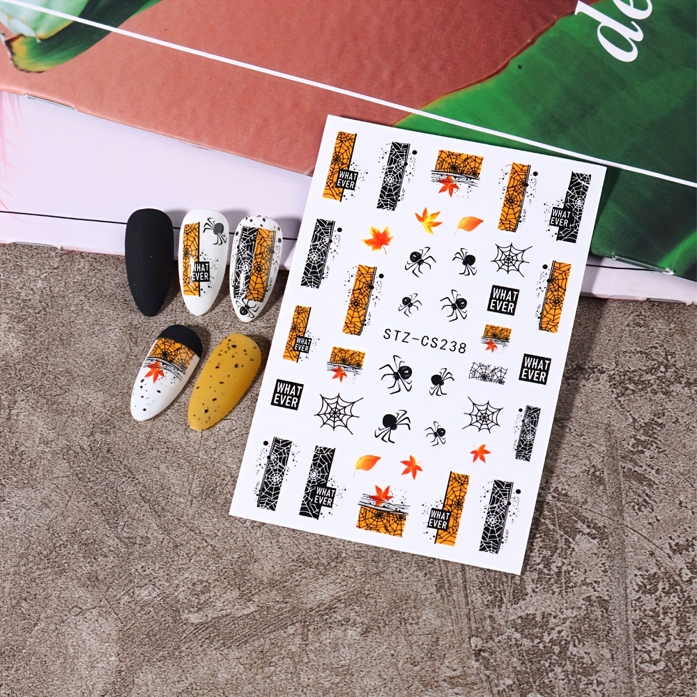 Waterproof Maple Leaf Flower Nail Art Stickers 3D Self Adhesive Decals