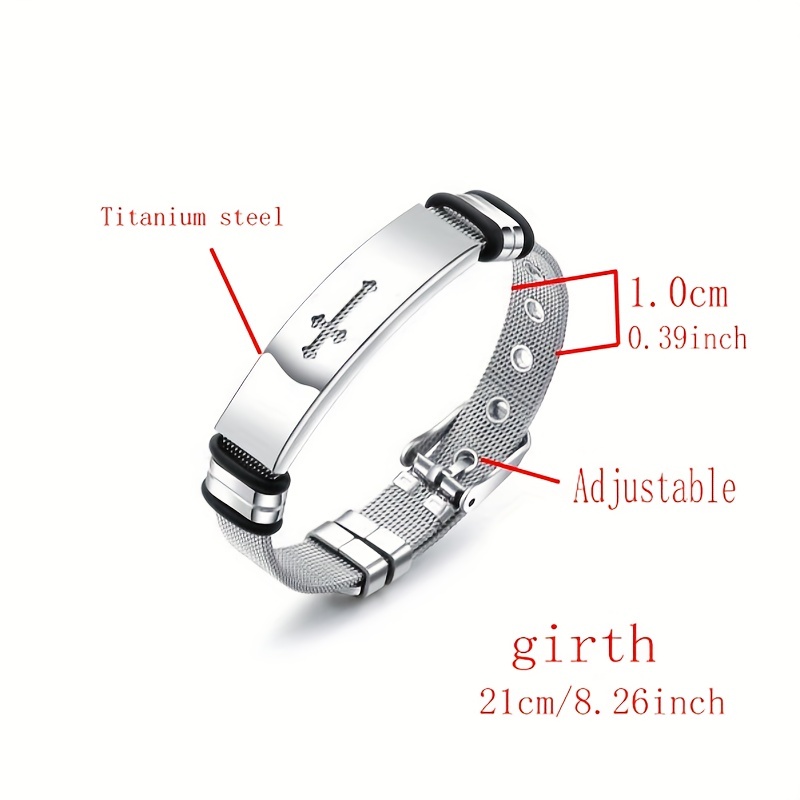 Men's Stainless Steel Cross Bangle Bracelet