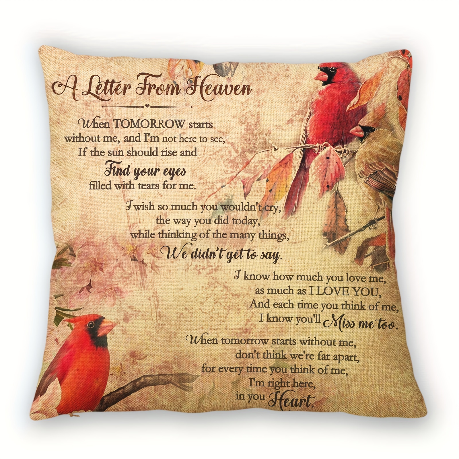 

1pc, Super Soft Short Plush Throw Pillow (18''x18''), Cardinalis A Letter From Heaven, Pillow Cover, Home Decor, Room Decor, Bedroom Decor (cushion Is Not Included)
