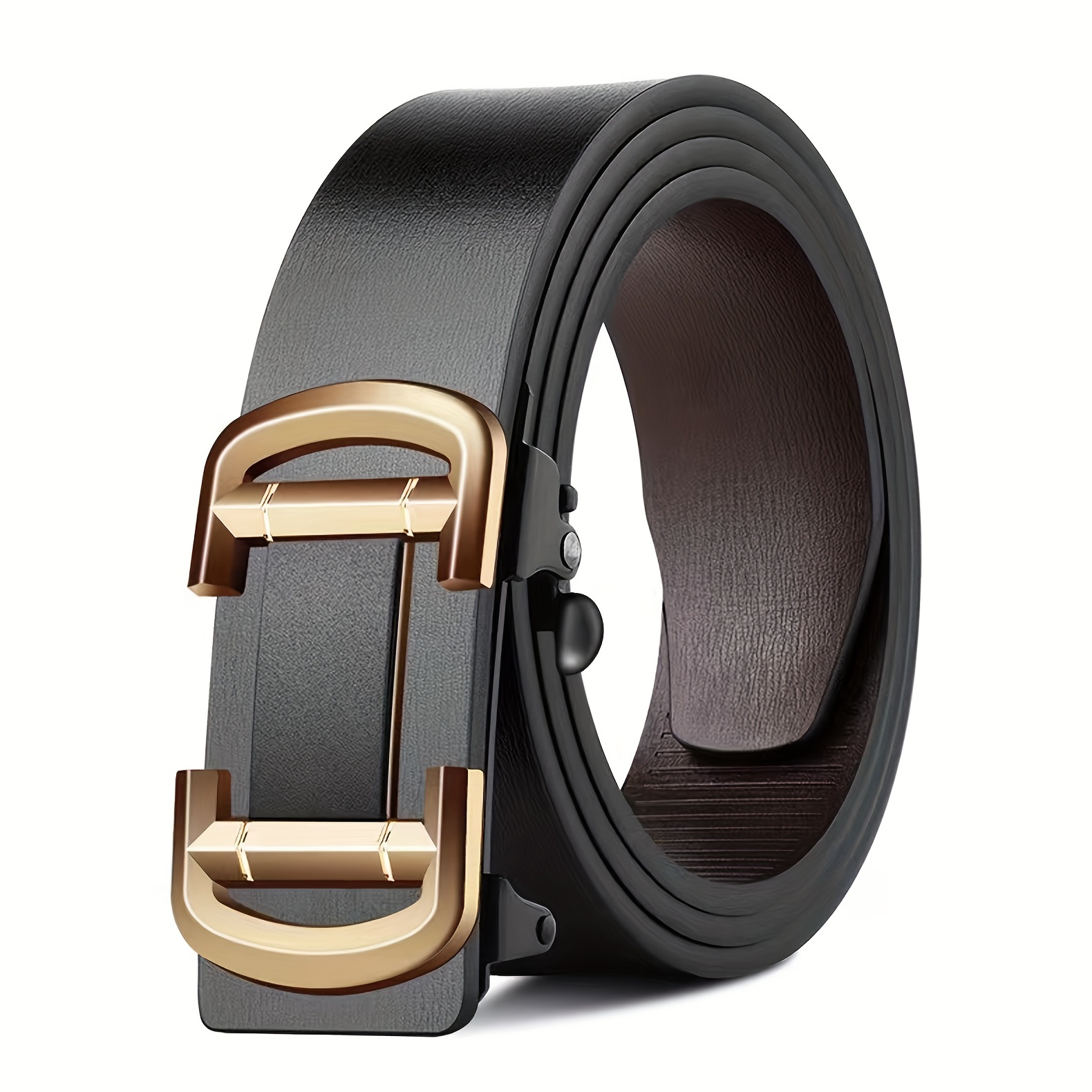 2023 New Leather Belt Casual Men's Toothless Automatic Buckle Leather Belt  Black Buckle Cowhide Belt Men's Pants Belt - Temu